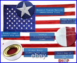 10x15 Ft USA American 300D Embroidered Flag Grommets (Heavy Duty Military Grade)