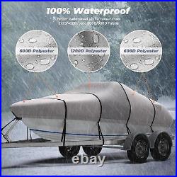 1200D Boat Cover Waterproof Marine Grade Anti-UV Heavy Duty Fits 16-18.5' V-Hull