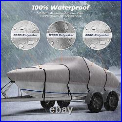 1200D Trailerable Boat Cover Heavy Duty Bass Boat Cover Marine Grade Fits V-Hull