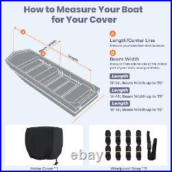 1200D Upgraded Waterproof Heavy Duty 18' Jon Boat Cover Trailerable Marine Grade