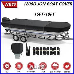 1200D Upgraded Waterproof Heavy Duty 18' Jon Boat Cover Trailerable Marine Grade