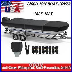 1200D Upgraded Waterproof Heavy Duty 18' Jon Boat Cover Trailerable Marine Grade