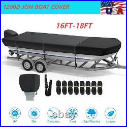 1200D Upgraded Waterproof Heavy Duty 18' Jon Boat Cover Trailerable Marine Grade