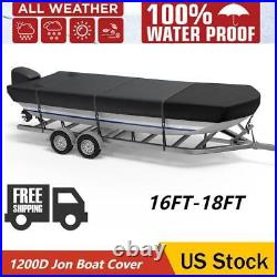 1200D Upgraded Waterproof Heavy Duty 18' Jon Boat Cover Trailerable Marine Grade