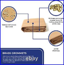 12X20 Feet Waterproof Canvas Tarp20 MIL Commercial Grade, Heavy Duty, Tear-Resi