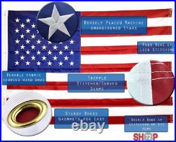 12x18 Ft USA American 300D Embroidered Flag Grommets (Heavy Duty Military Grade)