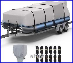 1400D Heavy Duty Reinforced Pontoon Boat Cover Waterproof Marine Grade 21'-24