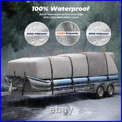 1400D Heavy Duty Reinforced Pontoon Boat Cover Waterproof Marine Grade 21'-24