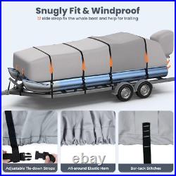 1400D Heavy Duty Reinforced Pontoon Boat Cover Waterproof Marine Grade 21'-24