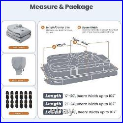 1400D Heavy Duty Reinforced Pontoon Boat Cover Waterproof Marine Grade 21'-24