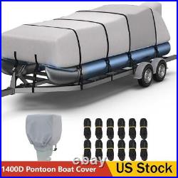 1400D Heavy Duty Reinforced Pontoon Boat Cover Waterproof Marine Grade 21'-24