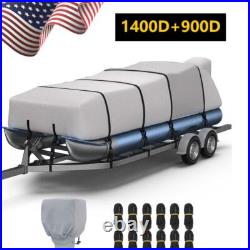 1400D Heavy Duty Reinforced Pontoon Boat Cover Waterproof Marine Grade 21'-24