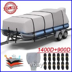 1400D Heavy Duty Reinforced Pontoon Boat Cover Waterproof Marine Grade 21'-24