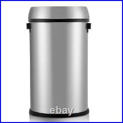 17Gal Open Top Trash Can Commercial Grade Heavy Duty Brushed Stainless Steel for