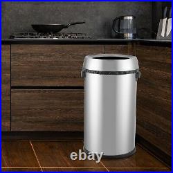 17Gal Open Top Trash Can Commercial Grade Heavy Duty Brushed Stainless Steel for