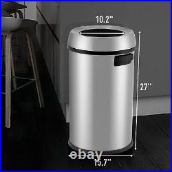17Gal Open Top Trash Can Commercial Grade Heavy Duty Brushed Stainless Steel for