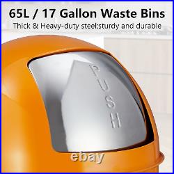 17 Gal 65L Push Lid Trash Can Commercial Grade Heavy Duty Tall Brushed Bins Home