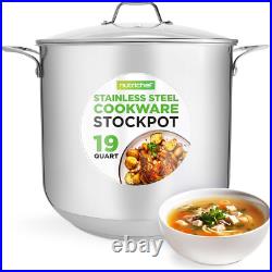 19-Quart Stainless Steel Stockpot 18/8 Food Grade Heavy-Duty Induction-Compati