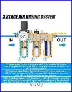 1/2 Heavy Duty Industrial Grade Filter Regulator Coalescing Desiccant Dryer Sys