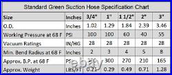 1.5 x 100' Heavy Duty Flexible PVC Green Suction Hose, Industrial Grade