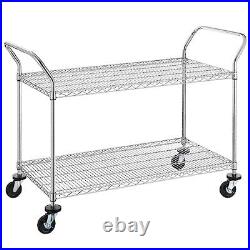 2-Tier Commercial Grade Rolling Cart, Heavy Duty Utility Cart, Carts with Whe