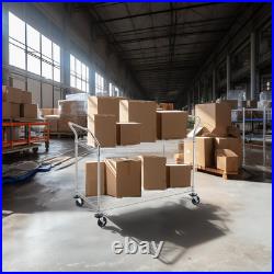 2-Tier Commercial Grade Rolling Cart Heavy Duty Utility Cart Carts with Whe