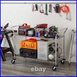 2-Tier Commercial Grade Rolling Cart Heavy Duty Utility Cart Carts with Whe