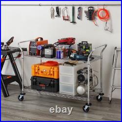 2-Tier Commercial Grade Rolling Cart, Heavy Duty Utility Cart, Carts with Whe