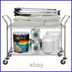 2-Tier Commercial Grade Rolling Cart Heavy Duty Utility Cart Carts with Whe