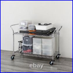 2-Tier Commercial Grade Rolling Cart, Heavy Duty Utility Cart, Carts with Whe