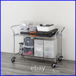 2-Tier Commercial Grade Rolling Cart Heavy Duty Utility Cart Carts with Whe