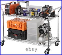 2-Tier Commercial Grade Rolling Cart, Heavy Duty Utility Cart, Carts with Wheels