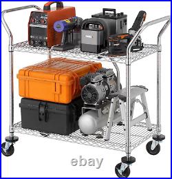 2-Tier Commercial Grade Rolling Cart, Heavy Duty Utility Cart, Carts with Wheels