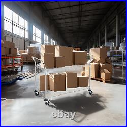 2-Tier Commercial Grade Rolling Cart, Heavy Duty Utility Cart, Carts with Wheels