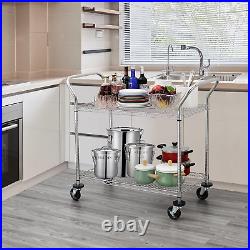2-Tier Commercial Grade Rolling Cart, Heavy Duty Utility Cart, Carts with Wheels