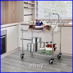 2-Tier Commercial Grade Rolling Cart, Heavy Duty Utility Cart, Carts with Wheels
