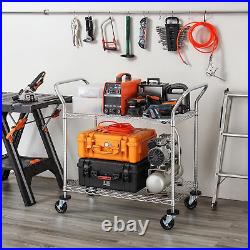 2-Tier Commercial Grade Rolling Cart, Heavy Duty Utility Cart, Carts with Wheels