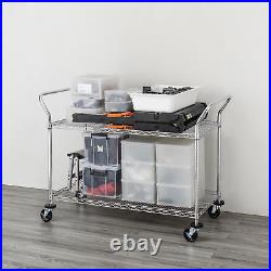 2-Tier Commercial Grade Rolling Cart, Heavy Duty Utility Cart, Carts with Wheels