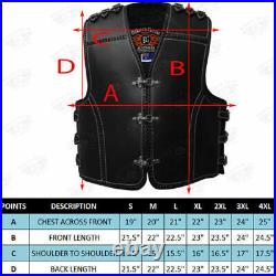 3/4 MM Heavy Duty Thick A Grade COWHIDE Motorcycle Club Leather Vest with Clips