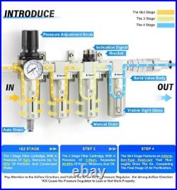 3/4 NPT Heavy Duty Industrial Grade 4 Stage Air Drying System, Auto Drain, Coa