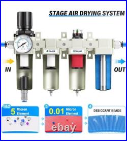 3/4 NPT Heavy Duty Industrial Grade 4 Stage Air Drying System, Auto Drain, Coa