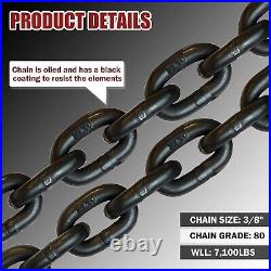 3/8 x 20ft Heavy-Duty Tow Chain G80 Grade with Superior Corrosion Resistance