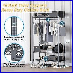 3 Shelves Wire Shelving Clothing Rolling Rack Heavy Duty Commercial Grade Gar
