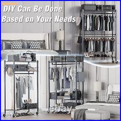 3 Shelves Wire Shelving Clothing Rolling Rack Heavy Duty Commercial Grade Gar