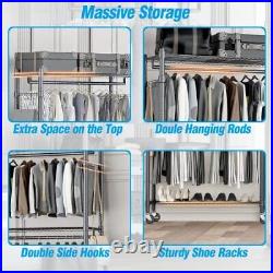 3 Shelves Wire Shelving Clothing Rolling Rack Heavy Duty Commercial Grade Gar