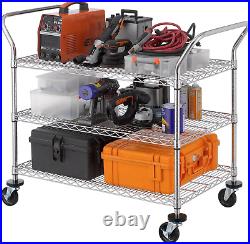 3-Tier Commercial Grade Rolling Cart, Heavy Duty Utility Cart, Carts with Wheels