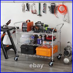 3-Tier Commercial Grade Rolling Cart, Heavy Duty Utility Cart, Carts with Wheels