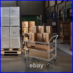 3-Tier Commercial Grade Rolling Cart, Heavy Duty Utility Cart, Carts with Wheels