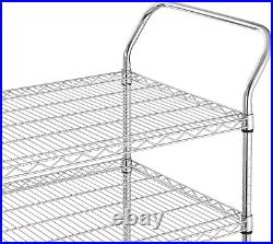 3-Tier Commercial Grade Rolling Cart, Heavy Duty Utility Cart, Carts with Wheels