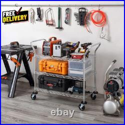 3-Tier Commercial Grade Rolling Cart Heavy Duty Utility Cart with Wheels and H